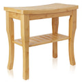 Natural Bamboo Bathroom Bench with Storage Shelf
