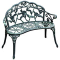 Cast Aluminum Outdoor Bench For Patio & Garden w/ Antique Rose Design
