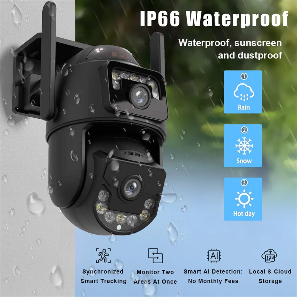 Solar WiFi Security Camera Dual Lens 6MP PTZ Night Vision