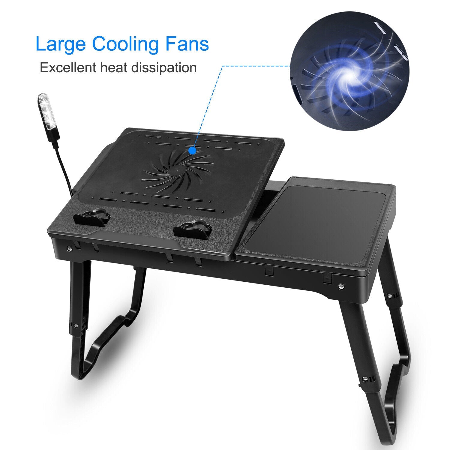 Foldable Laptop Table Tray Desk with Cooling Fan