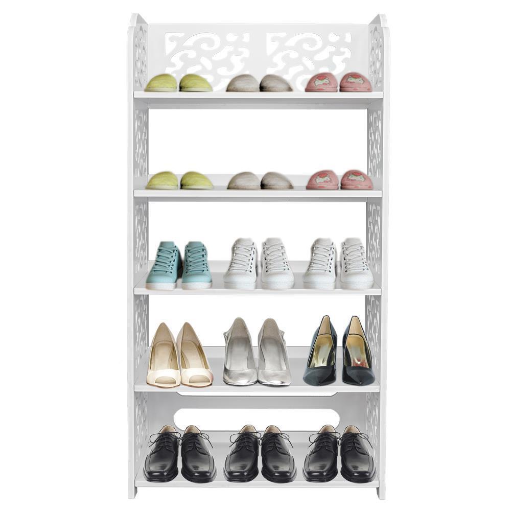 5-Tier Shoe Rack Organizer Shelf Cabinet Storage Stand White