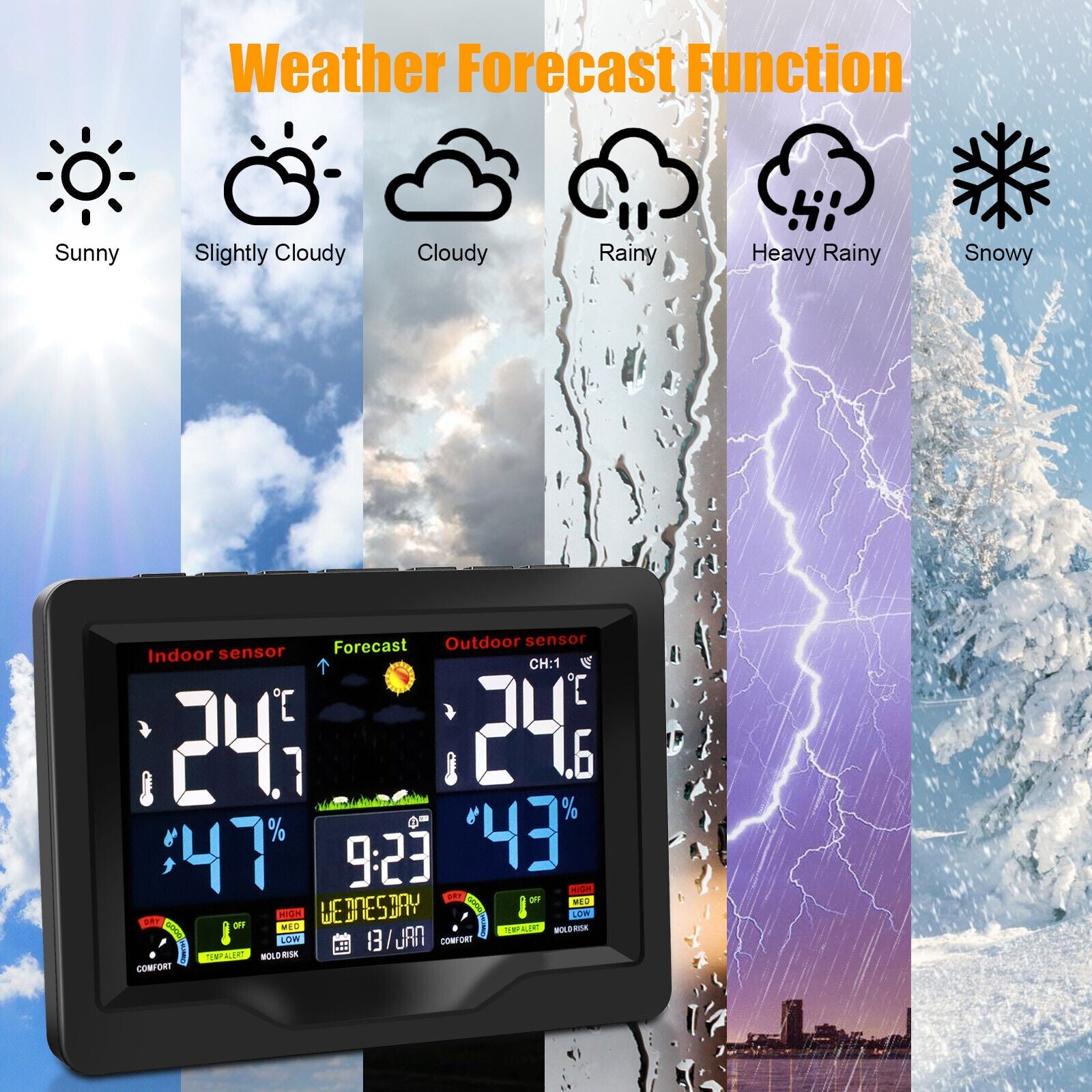 LCD Wireless Digital Weather Station Humidity and Temperature Monitor