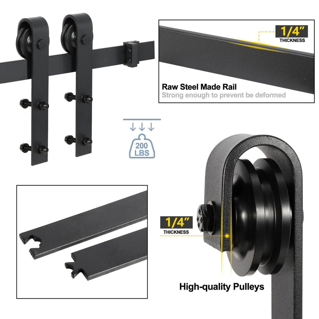 6.6 Feet Sliding Barn Door Hardware Kit Track Rail for Modern Closets