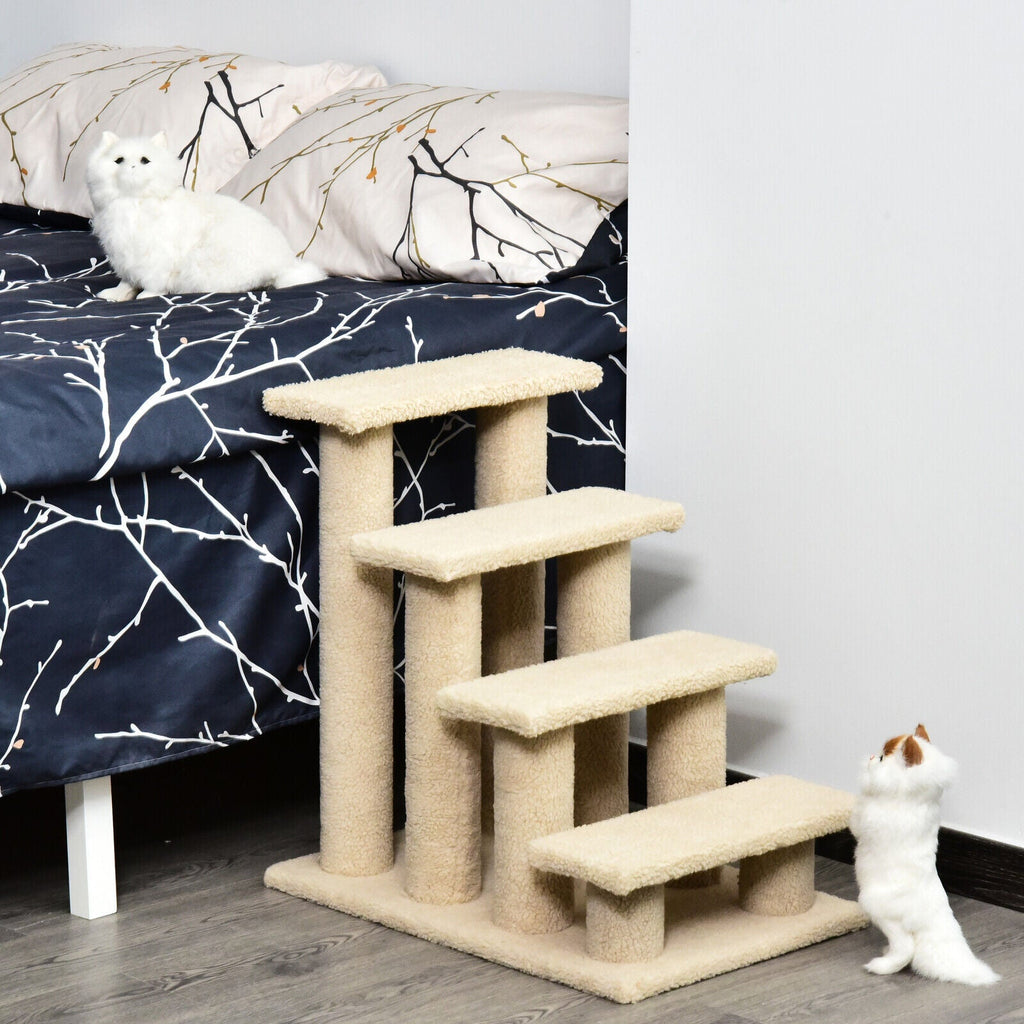 24-Inches Cat Tree 4-Steps Stairway with Perch Scratcher Bed Climber