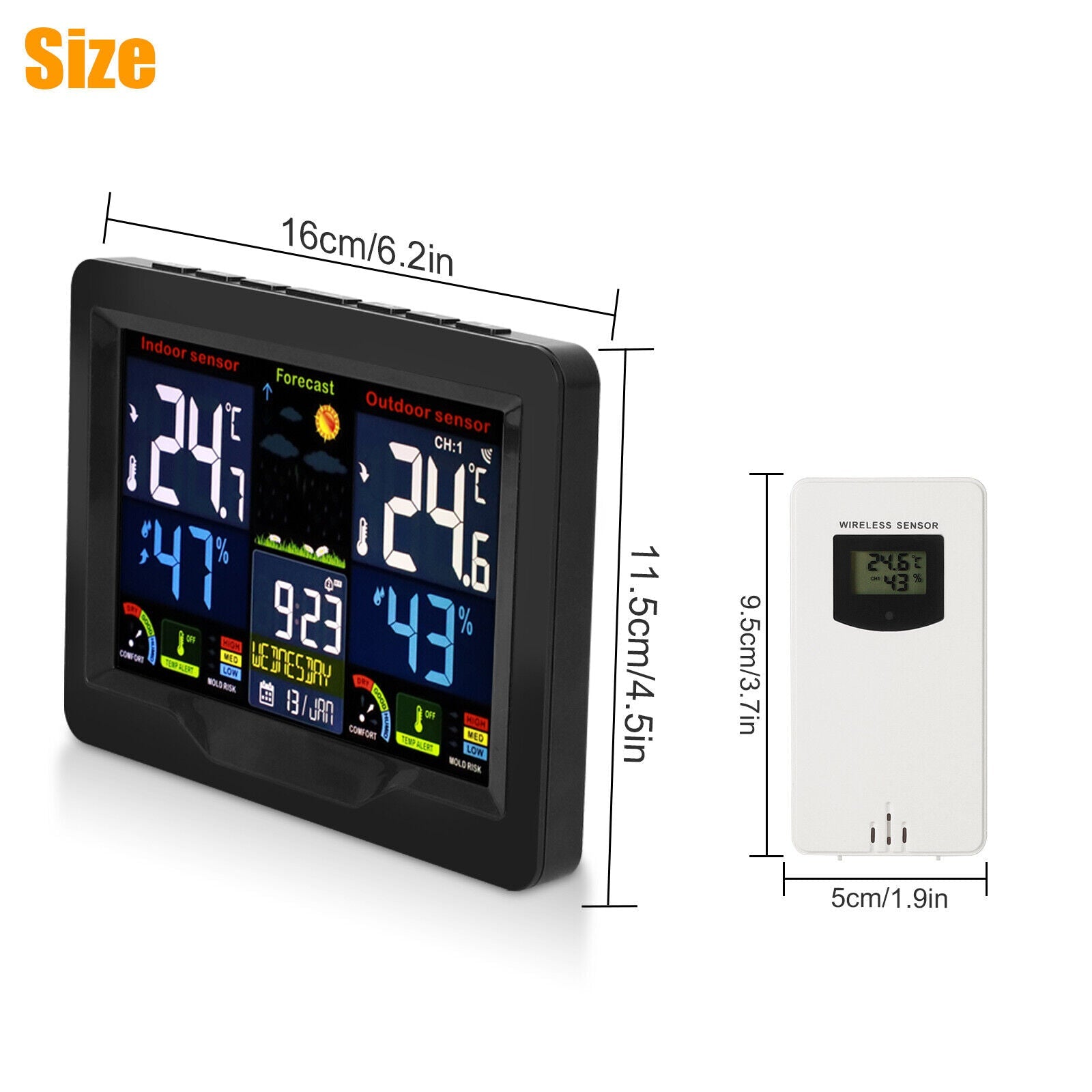 LCD Wireless Digital Weather Station Humidity and Temperature Monitor