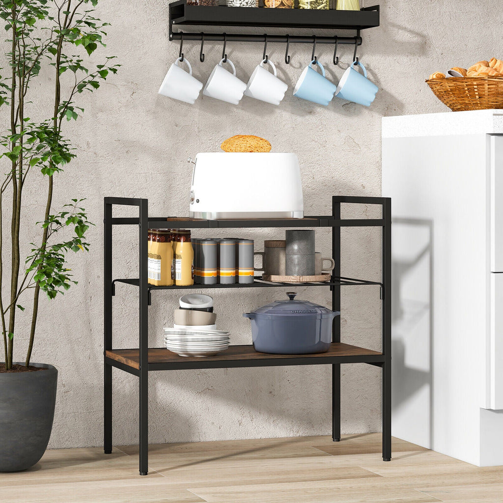 3-Tier Industrial Entryway Table with Removable Panel & Mesh Shelf
