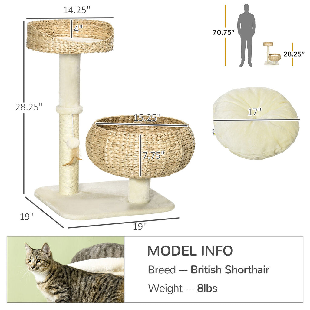 Modern Cat Tree Indoor Cat Tree Basket With Ball Toy and Scratch Post