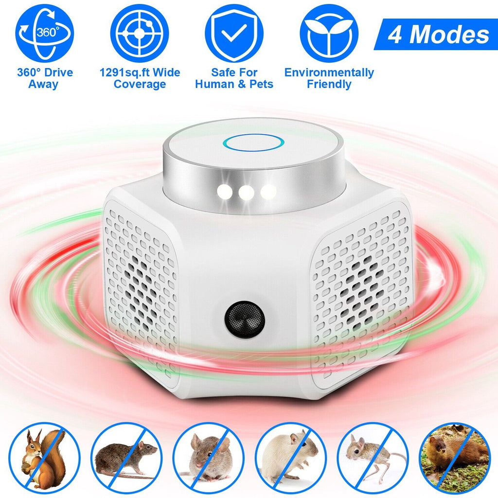 Ultrasonic Rodent Chaser for Indoor Pest Control - White