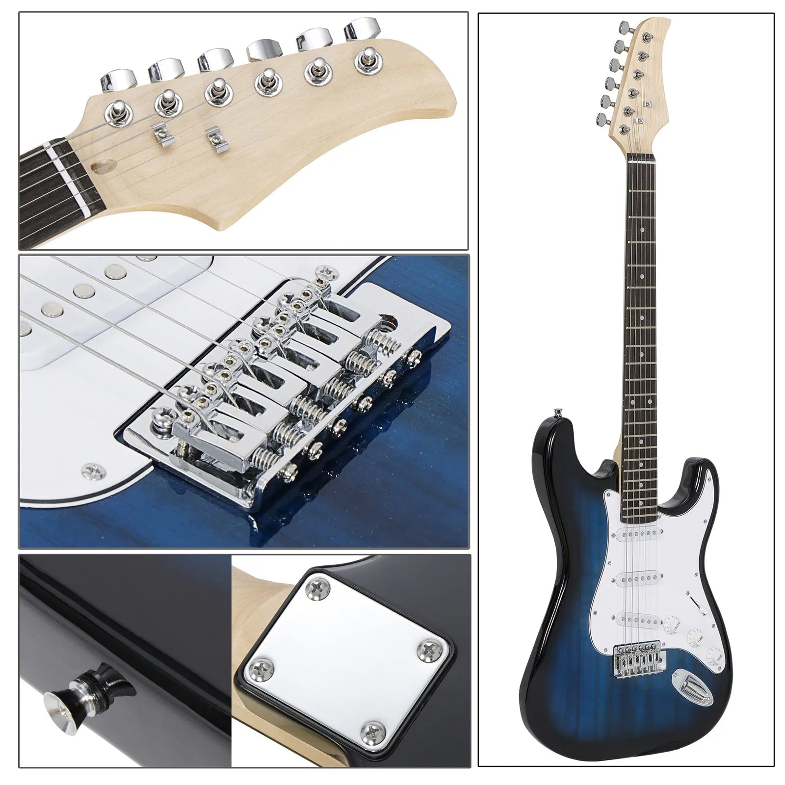 Blue Full Size Electric Guitar Bundle with Amp and Accessories
