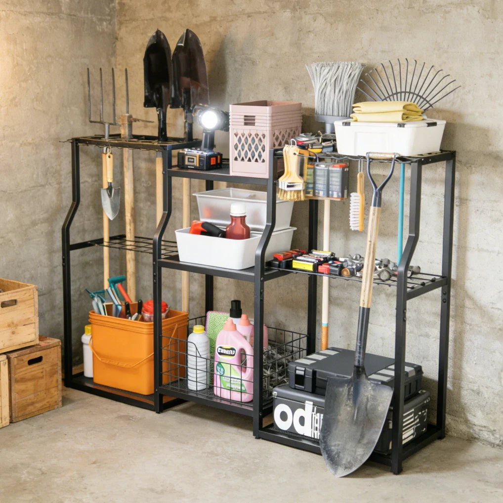 Garden Tool Rack with Shelves and Freestanding Storage XL