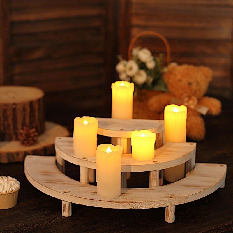 3 Tier Wooden Semicircle Cupcake Dessert Display Stand Whitewashed