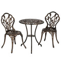 3pc Bronze Patio Bistro Set Iron Table Chair Outdoor Garden Furniture