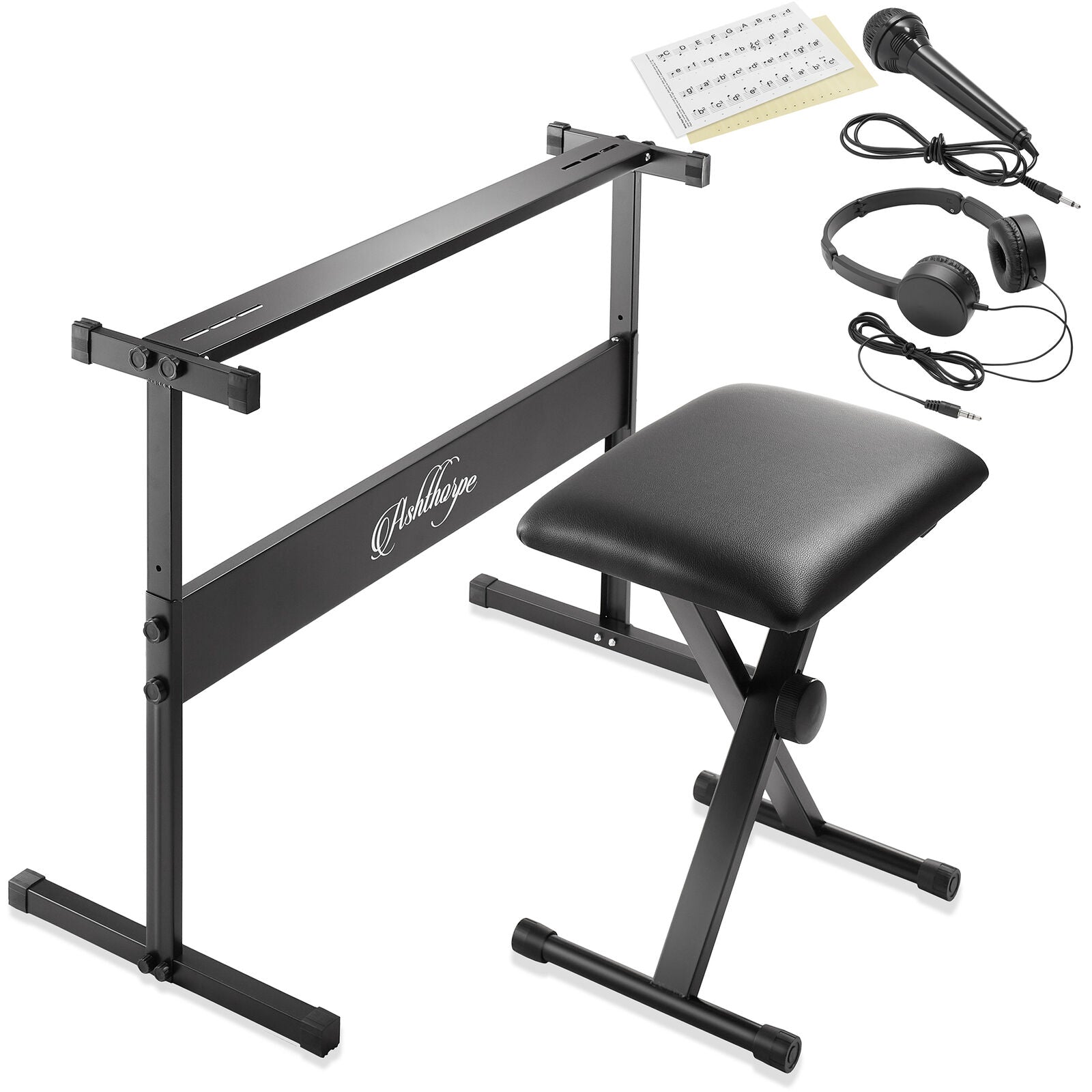 61 Keys Portable Electronic Keyboard With Light-Up Keys Stool & Stand