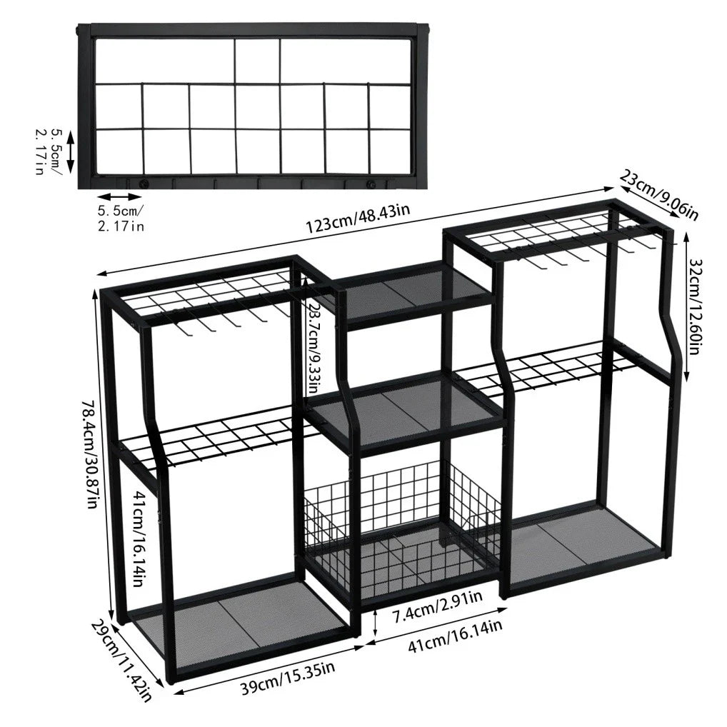 Garden Tool Rack with Shelves and Freestanding Storage XL