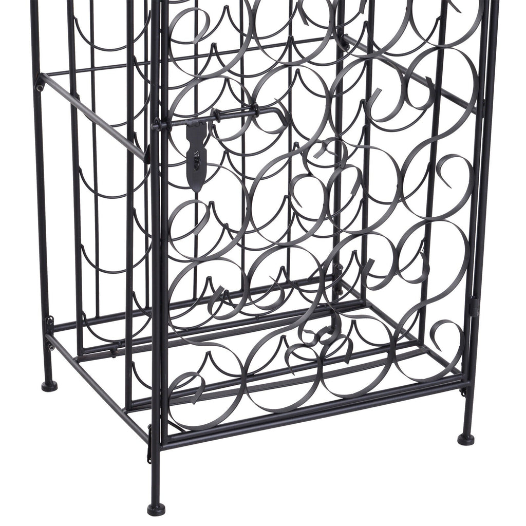 Freestanding Large Metal Wine Rack 35 Bottles Display Stand