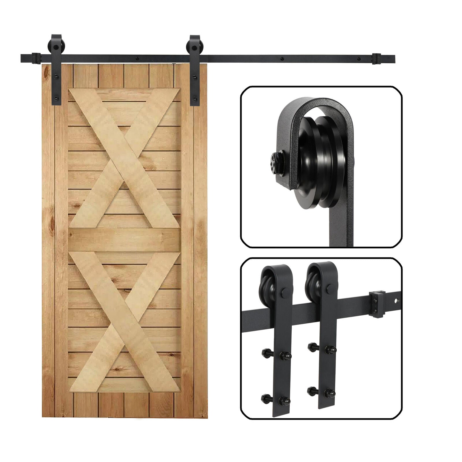 6.6 Feet Sliding Barn Door Hardware Kit Track Rail for Modern Closets