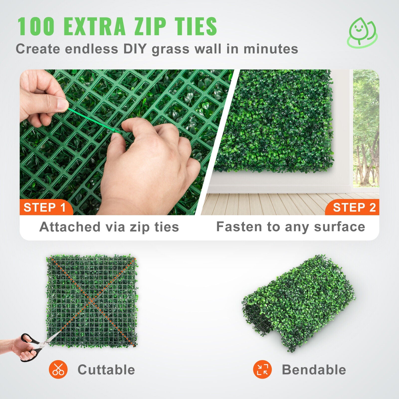 20x20" Artificial Boxwood Wall Hedge Panels Set of 12
