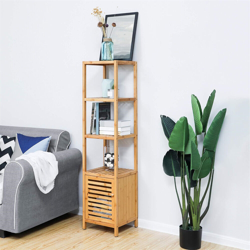 4 Tiers Bathroom Storage Floor Cabinet Shelving Unit