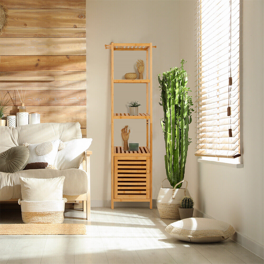 4 Tiers Bathroom Storage Floor Cabinet Shelving Unit
