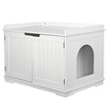 Wooden Cat Litter Box Cover Enclosure Cabinet Storage Furniture White