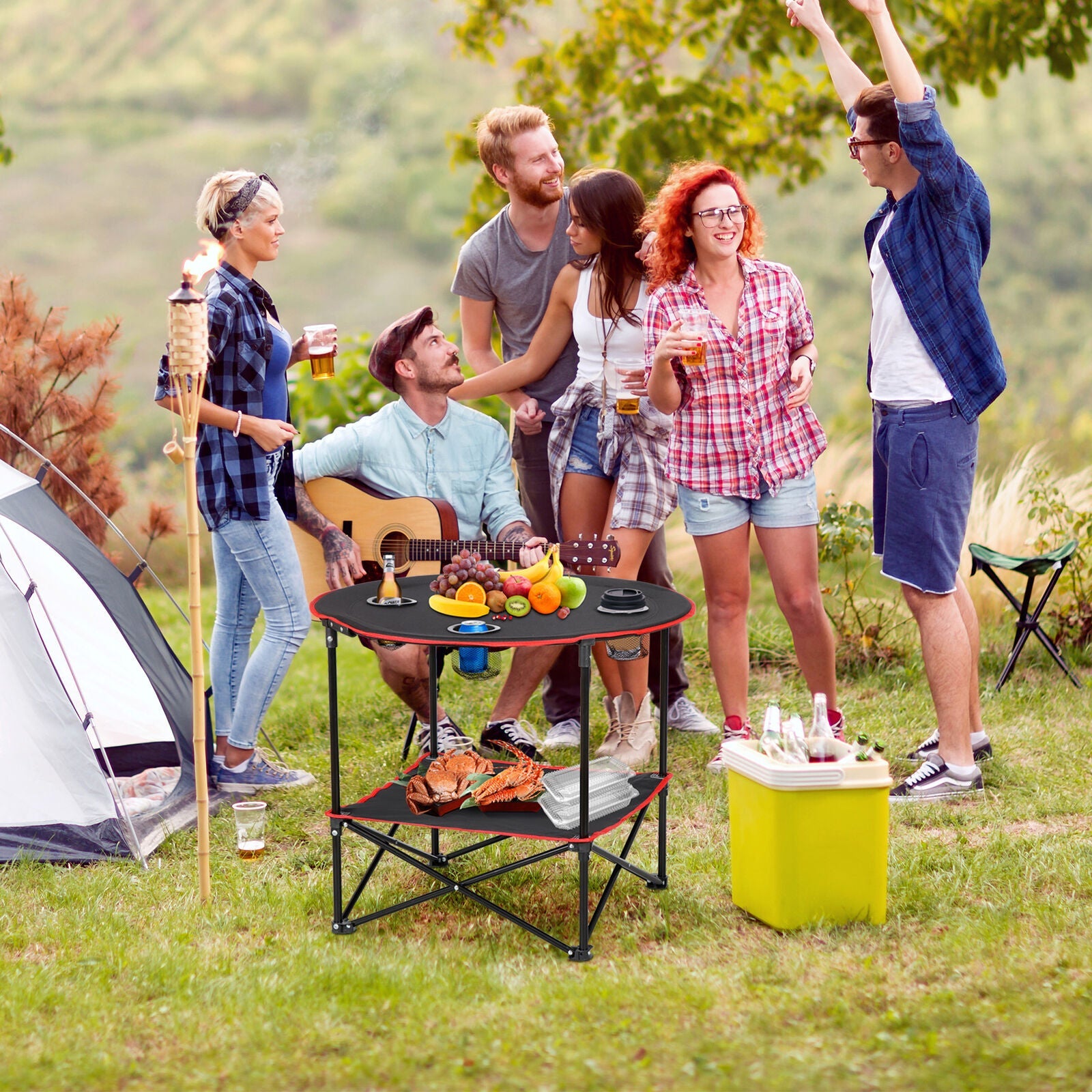 Foldable Outdoor Picnic Table Lightweight with Carry Bag