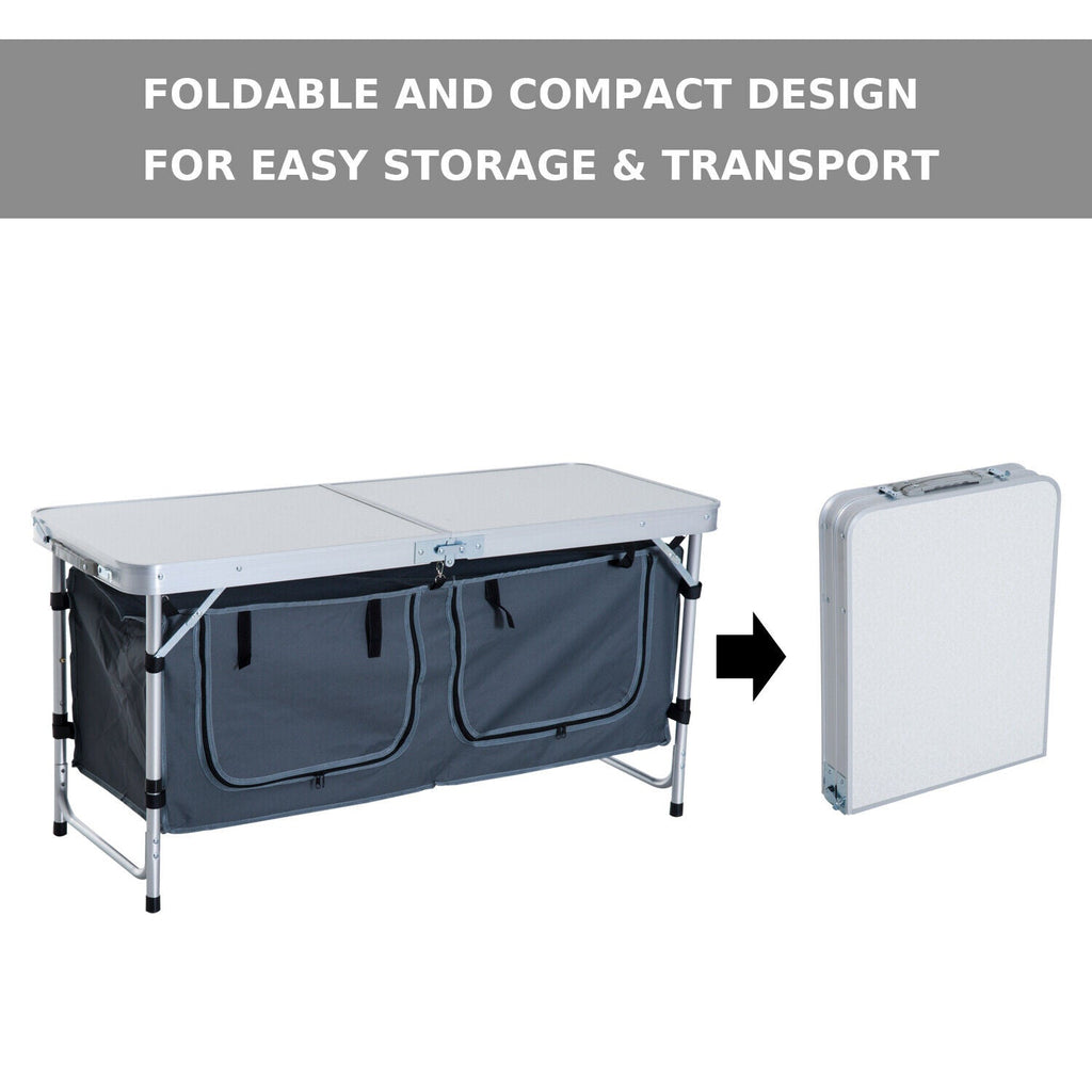 47" Folding Picnic Table with Cupboard Outdoor Camping