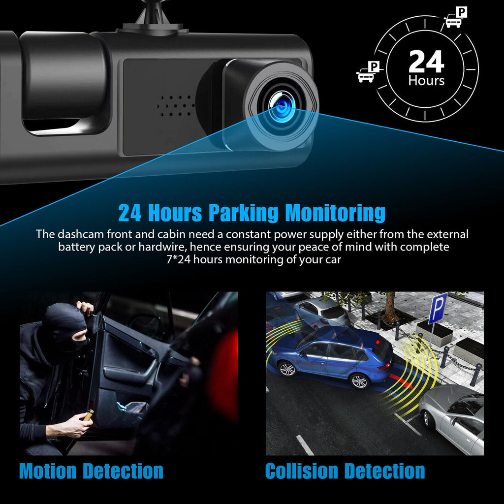 1080P Dual Lens HD Dash Cam For Card Front & Rear Recorder w/ G-Sensor