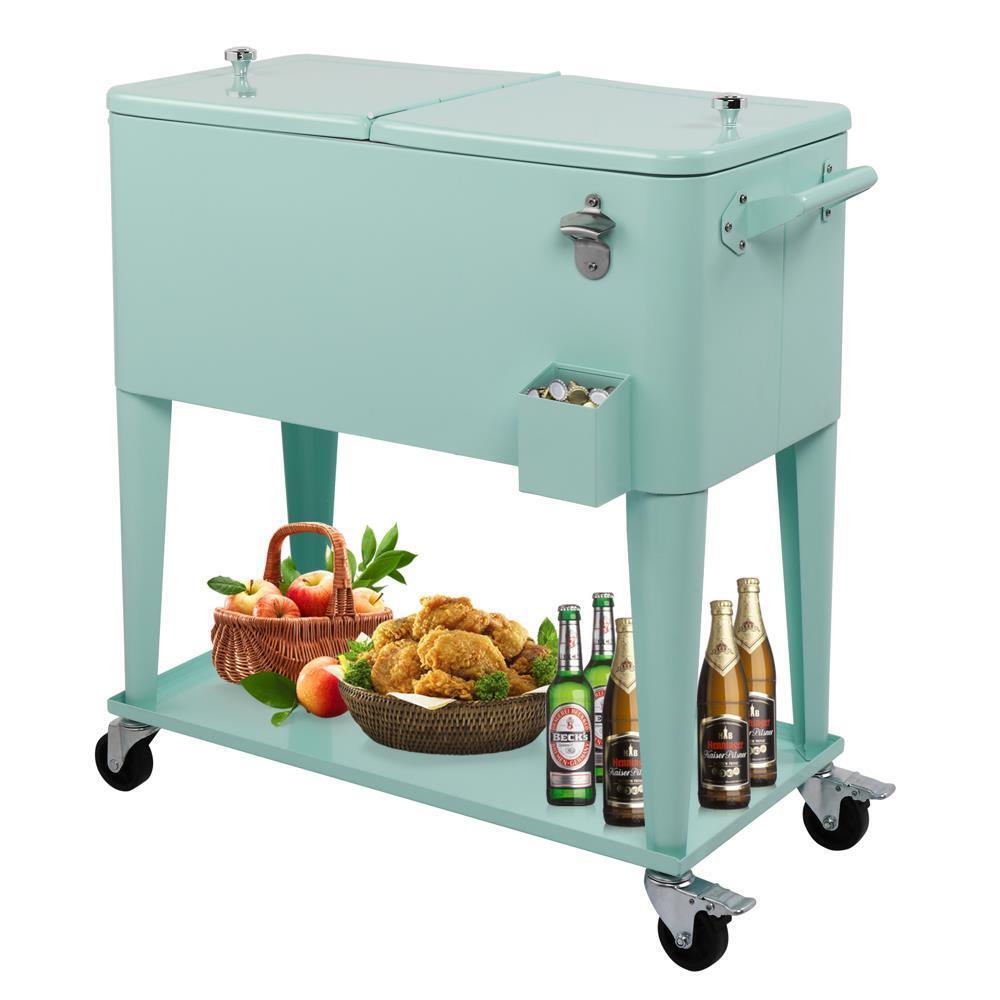 80 Quart Portable Outdoor Rolling Party Cooler Cart