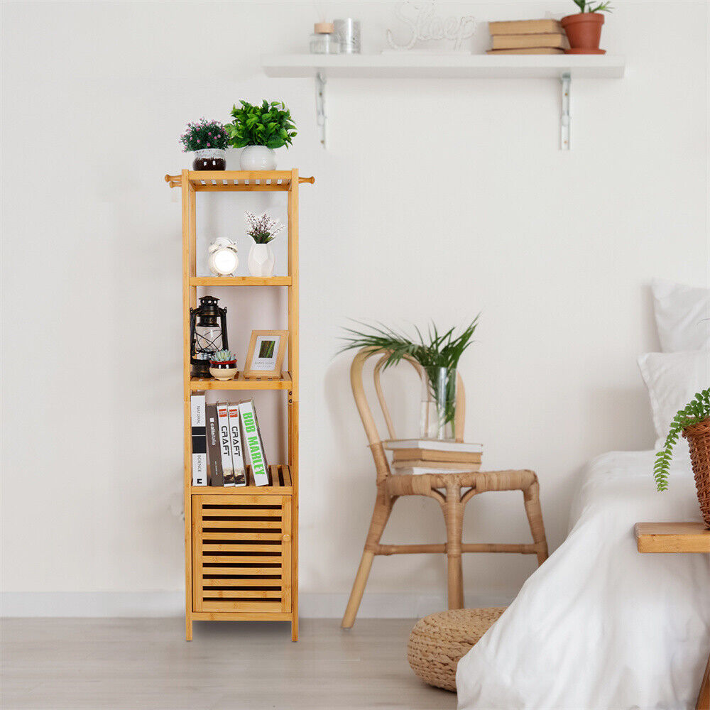 4 Tiers Bathroom Storage Floor Cabinet Shelving Unit