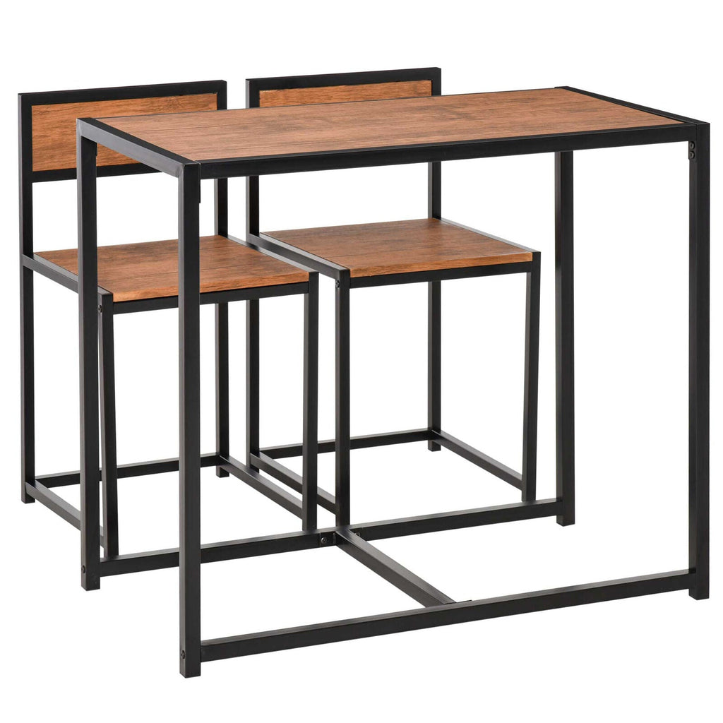 3pc Dining Table & Chairs Set Rustic Brown
