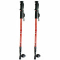 2 Red Anti-shock Adjustable Alpenstock Poles for Trekking & Hiking