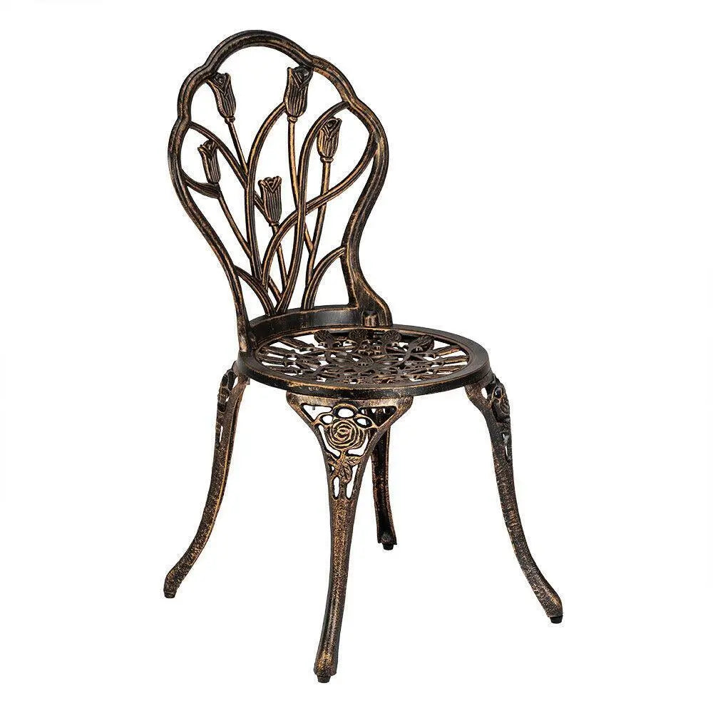 3pc Bronze Patio Bistro Set Iron Table Chair Outdoor Garden Furniture