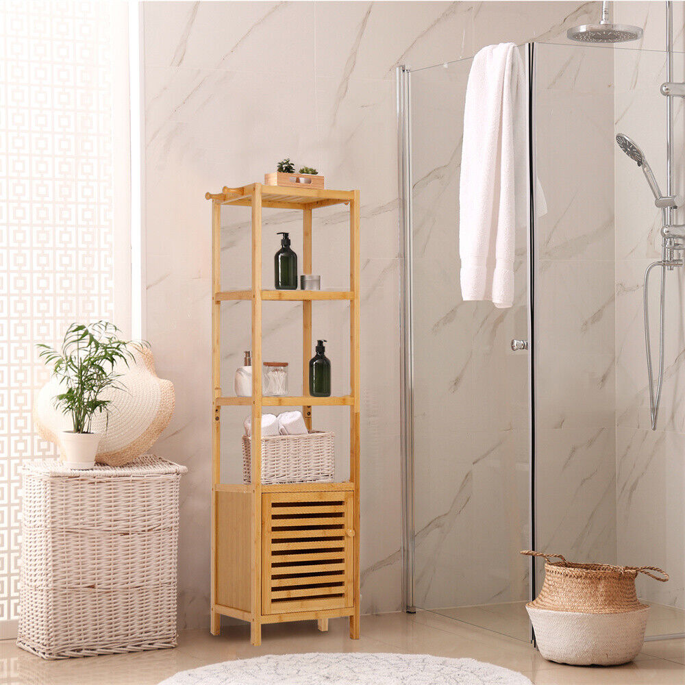 4 Tiers Bathroom Storage Floor Cabinet Shelving Unit