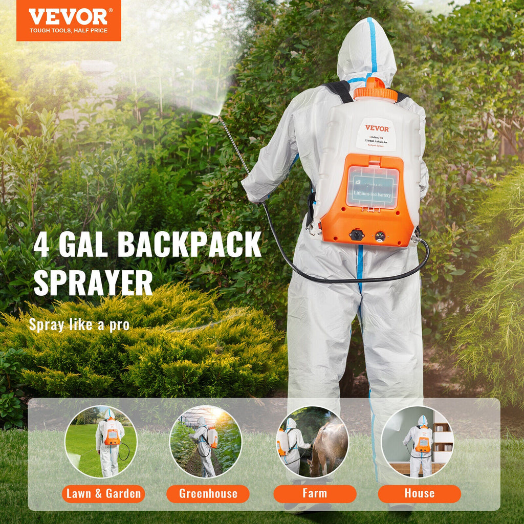 Battery Powered Backpack Sprayer 4 Gal Tank