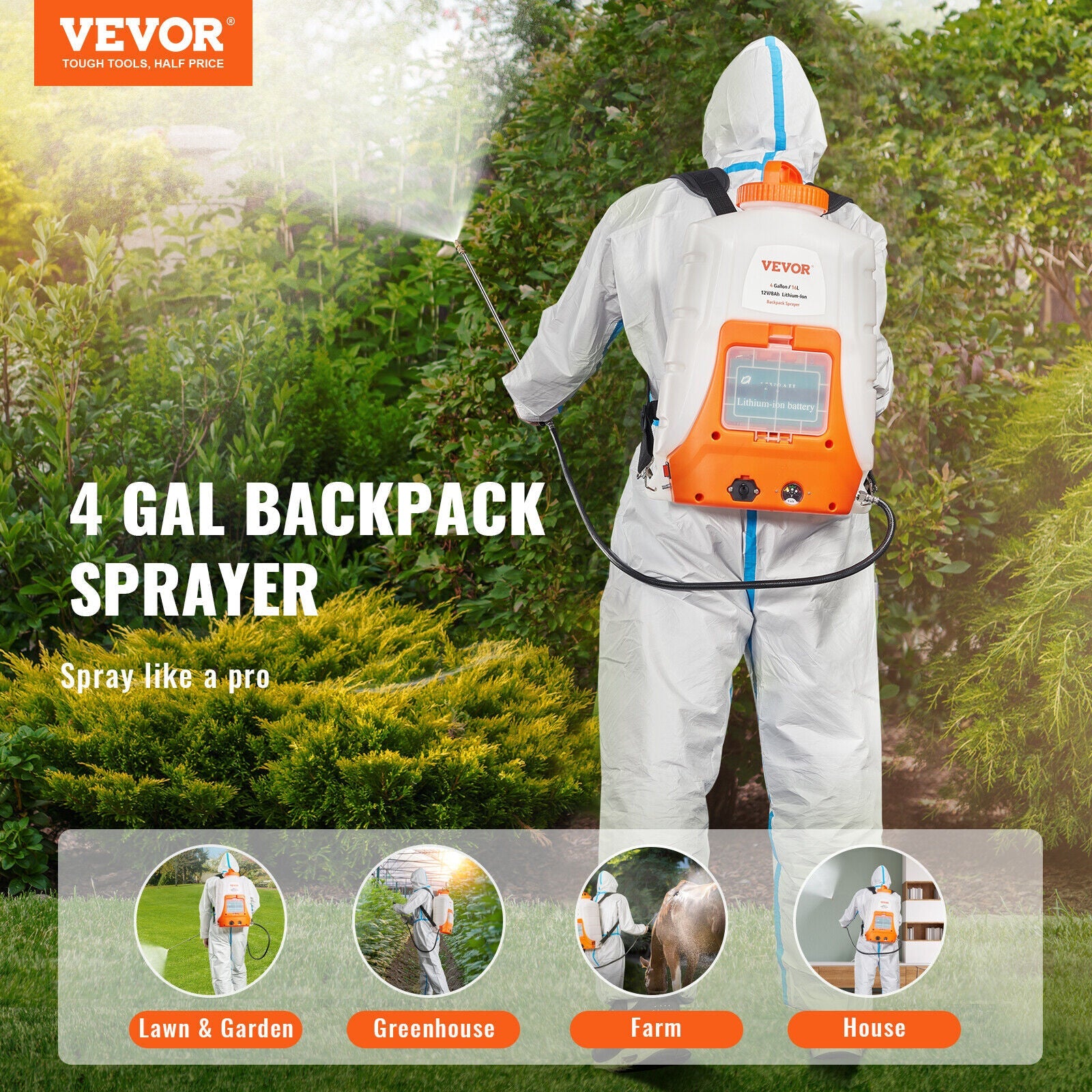 Battery Powered Backpack Sprayer 4 Gal Tank