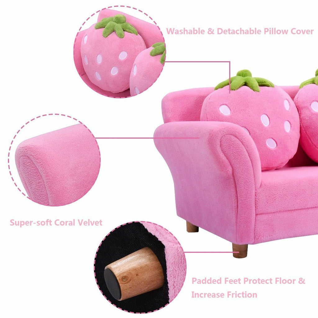 Kids Strawberry Sofa Lounge Chair with Pillows