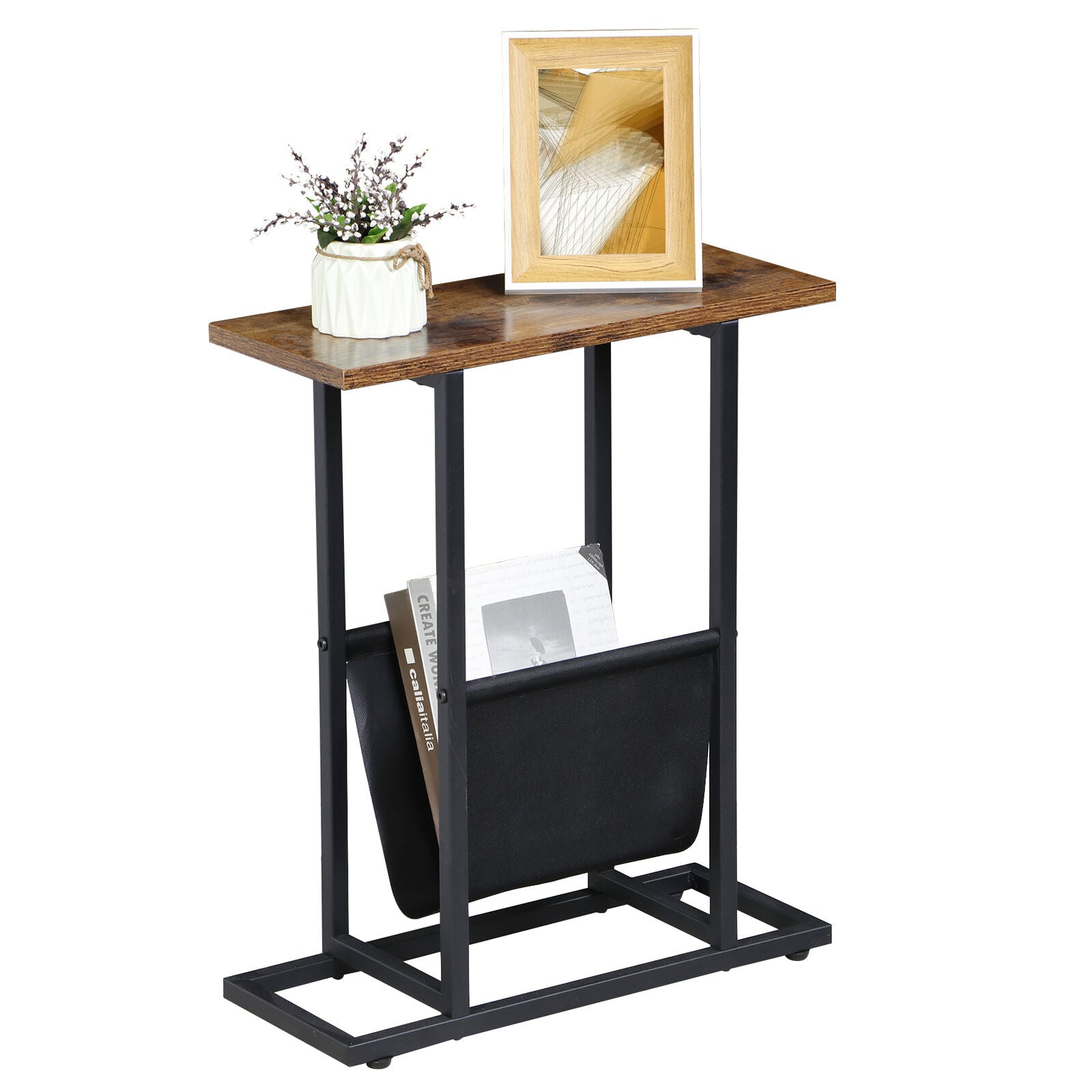 Narrow Sofa End Table Space Saver Snack Table