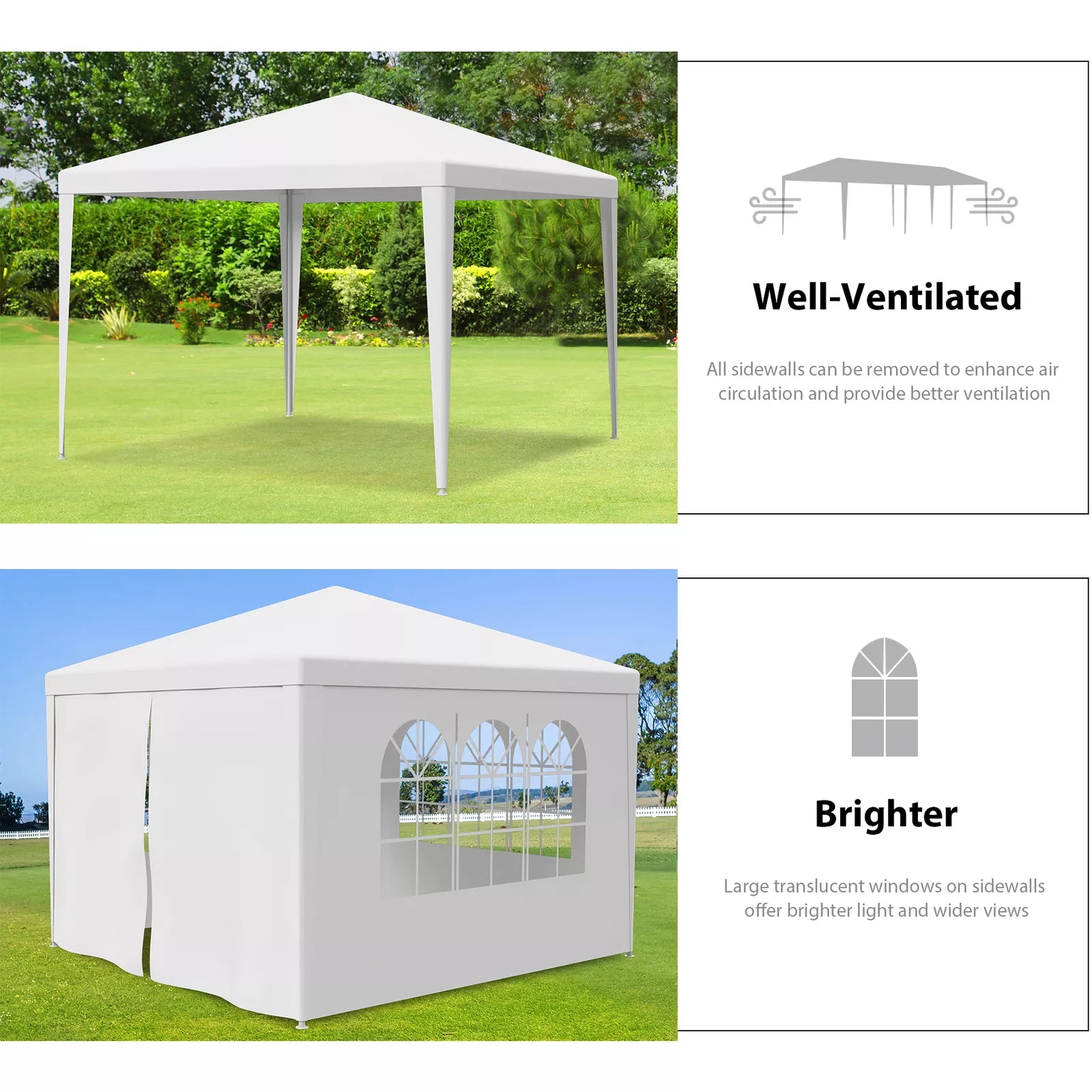 White 10'x10' Outdoor Canopy Party Tent Wedding Gazebo