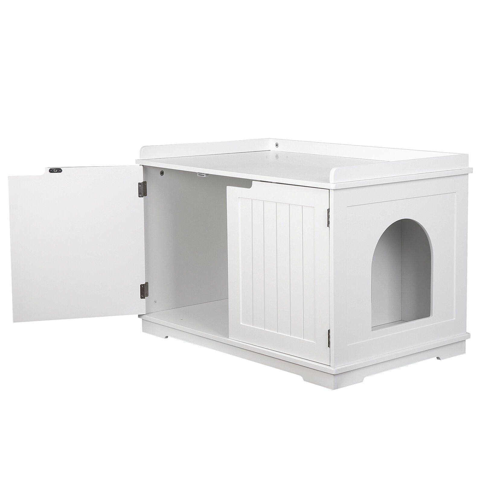 Wooden Cat Litter Box Cover Enclosure Cabinet Storage Furniture White