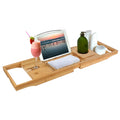 Bamboo Bathtub Caddy Tray with Book and Tablet Holder