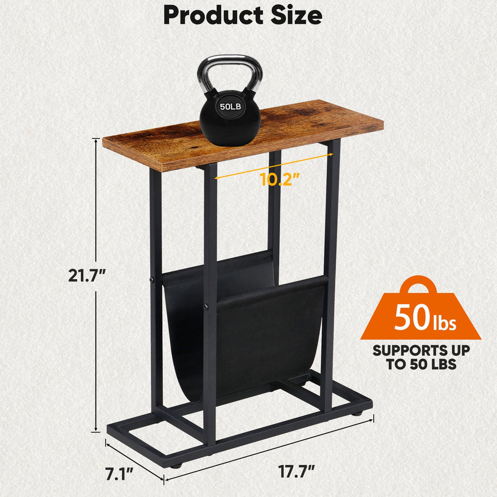 Narrow Sofa End Table Space Saver Snack Table