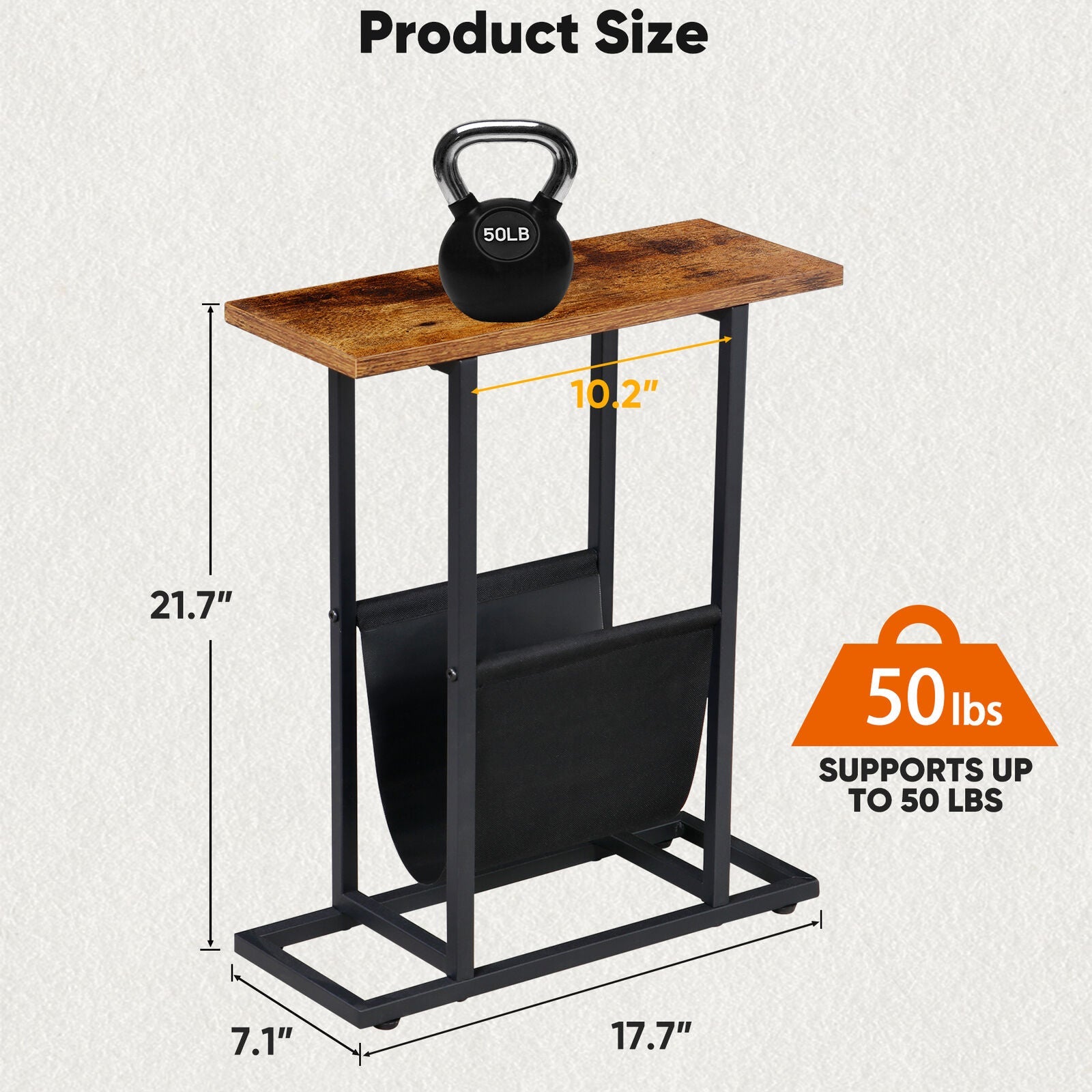 Narrow Sofa End Table Space Saver Snack Table