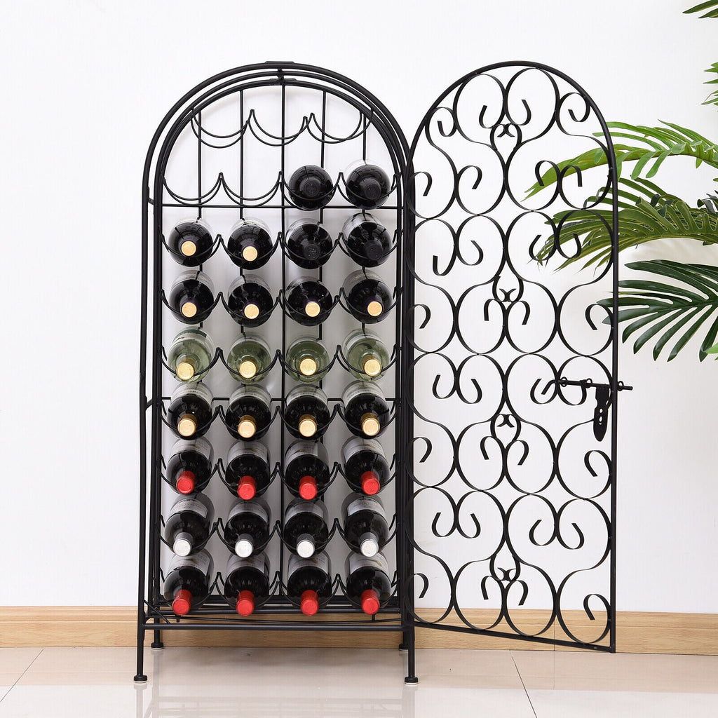 Freestanding Large Metal Wine Rack 35 Bottles Display Stand