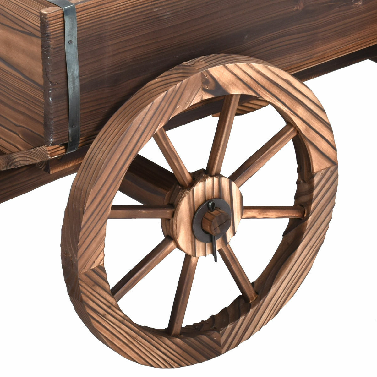 Wooden Wagon Cart Flower Planter Pot Stand with Wheels