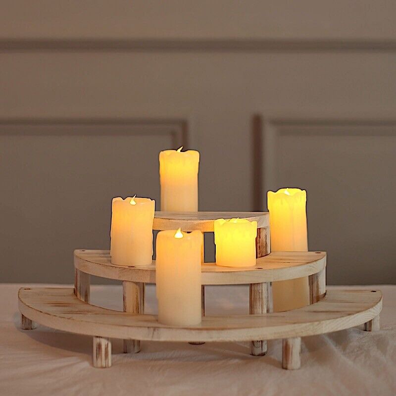 3 Tier Wooden Semicircle Cupcake Dessert Display Stand Whitewashed