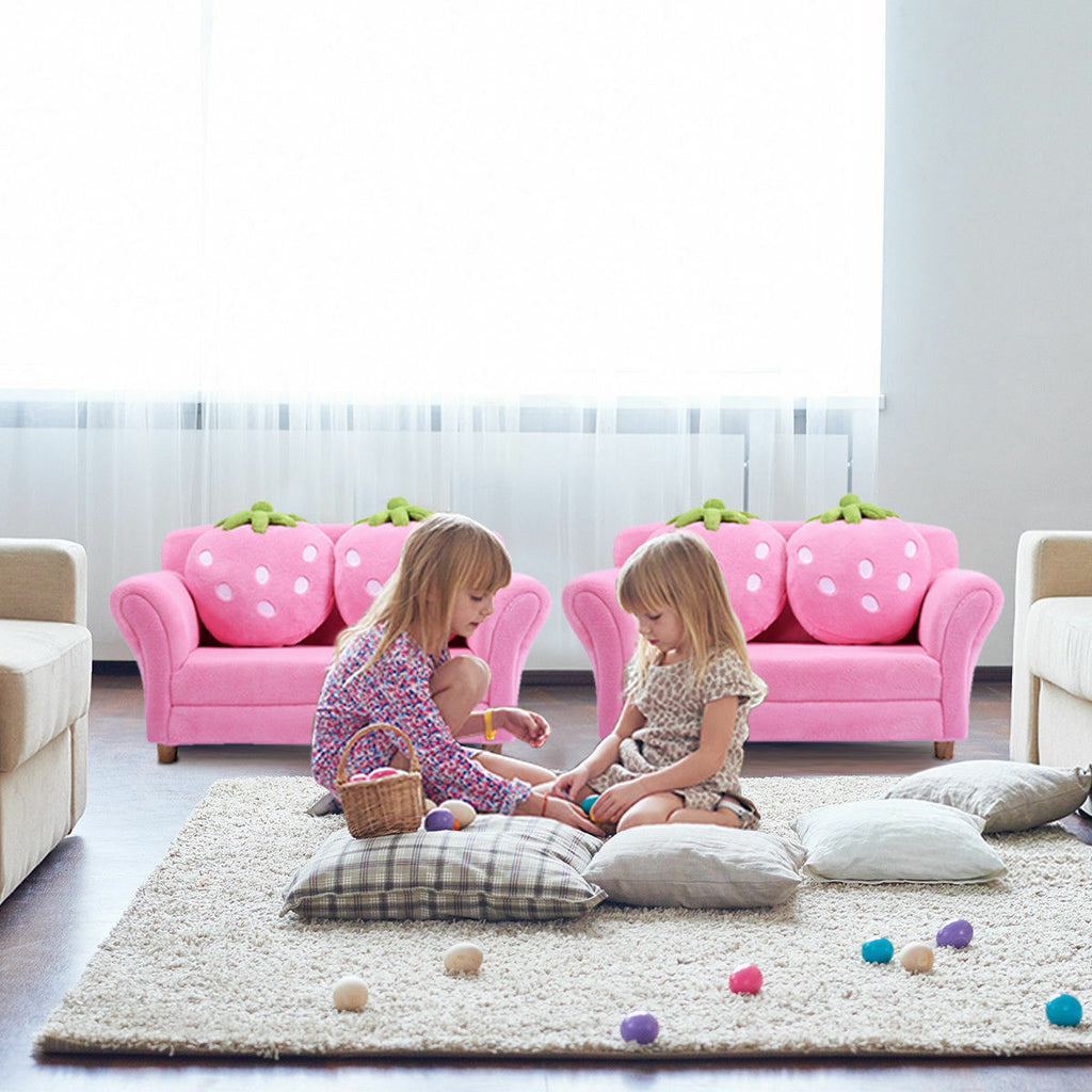 Kids Strawberry Sofa Lounge Chair with Pillows