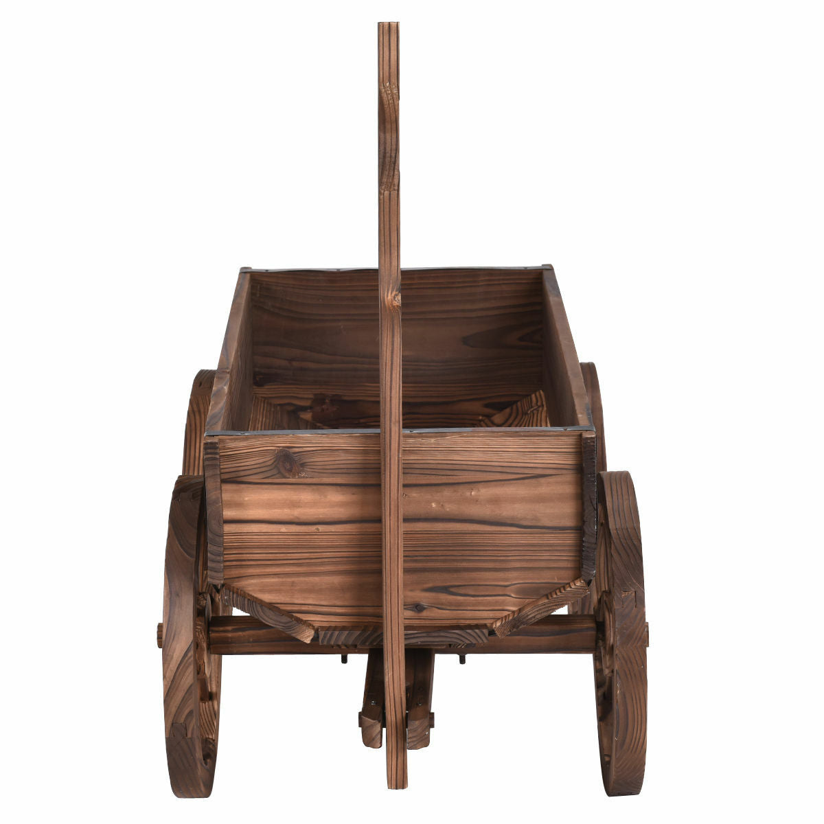 Wooden Wagon Cart Flower Planter Pot Stand with Wheels