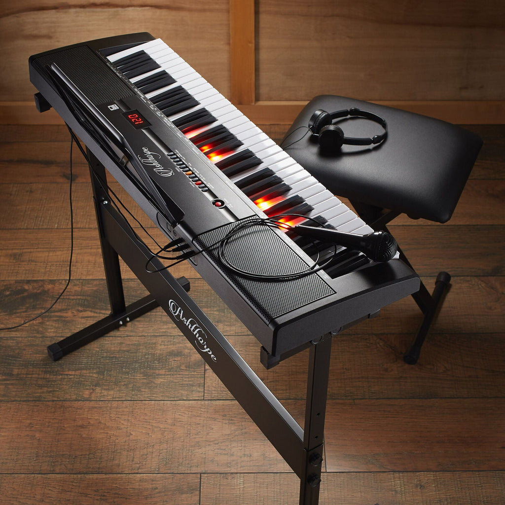 61 Keys Portable Electronic Keyboard With Light-Up Keys Stool & Stand