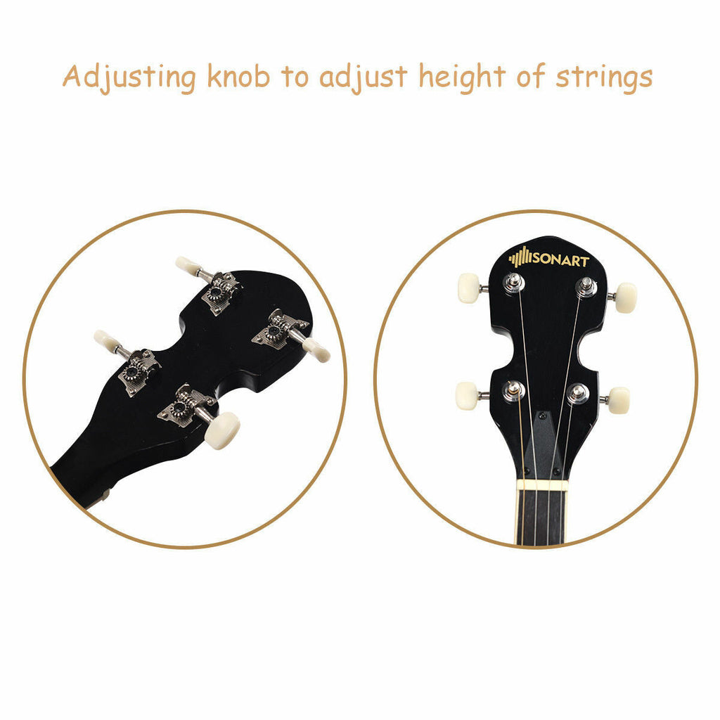 5-String Geared Tunable Banjo W/ 24 Brackets Carry Case & Accessories