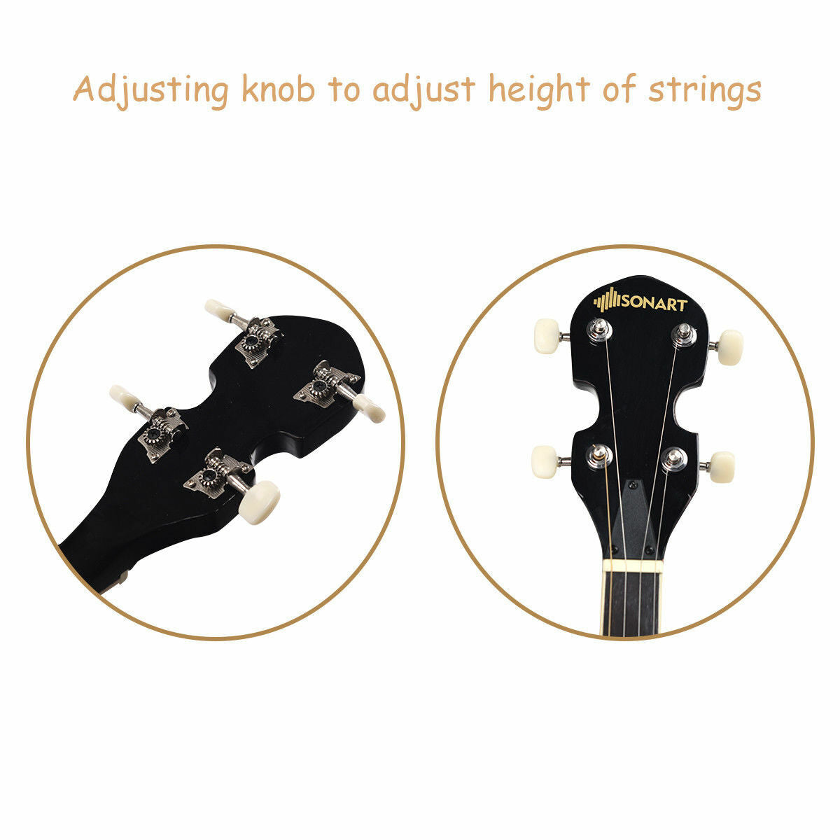 5-String Geared Tunable Banjo W/ 24 Brackets Carry Case & Accessories